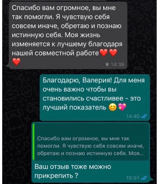 Отзыв клиента о работе по методике Анастасии